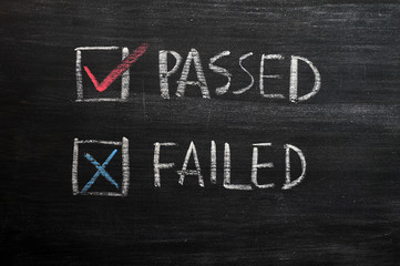 Check boxes for passed and failed