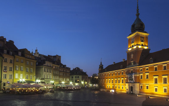 Fototapeta Castle Square in Warsaw at night,Poland