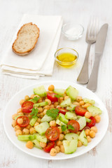 vegetable salad with chick-pea on the plate