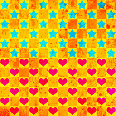 colorful background with stars and hearts