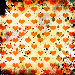 grunge background with hearts and stains