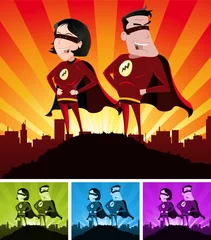 Poster Im Rahmen Superhelden männlich und weiblich © benchart