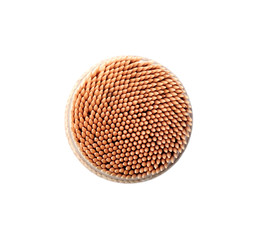 Toothpicks in a jar isolated on white background