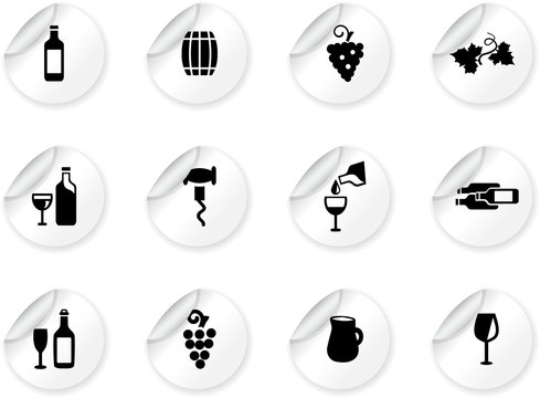 Stickers with wine icons