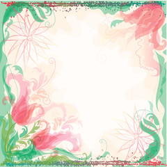 Vector illustration in watercolor effect with tulips
