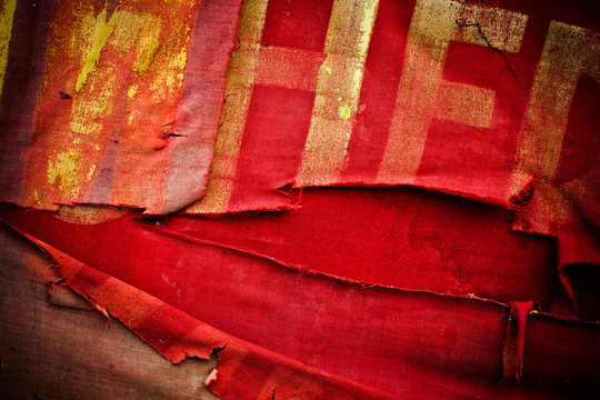 Old torn communistic flag