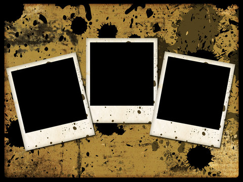 three photo frames on grunge