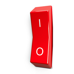 Red electric switch 3d render