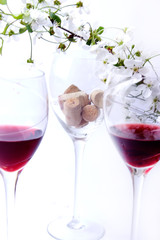 Three glasses of red wine