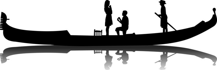 Romantic proposal in a Venetian gondola silhouette © tinica10