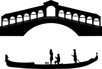 Romantic proposal in a Venetian gondola fron of Rialto bridge © tinica10