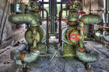 Industrial boiler room in a derelict factory