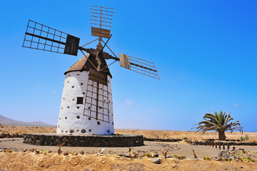 windmill in El Cotillo, Fuerteventura, Canary Islands, Spain