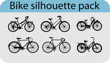 Vector pack with six various bike silhouettes