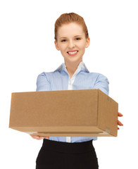 woman with cardboard box