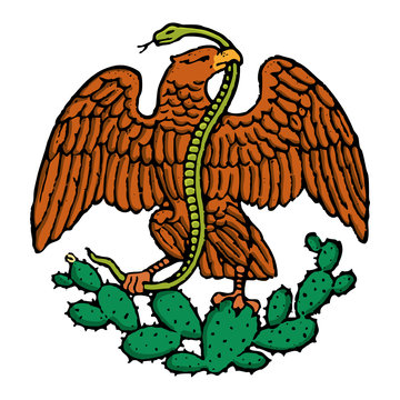 color eagle and snake from mexican flag