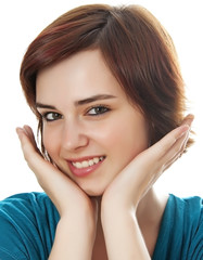 Fototapeta premium happy young girl on white background