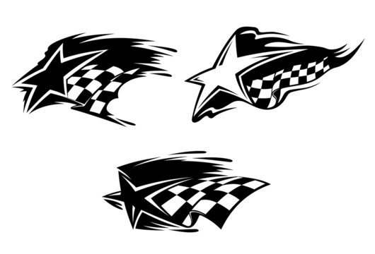 checkered with flames