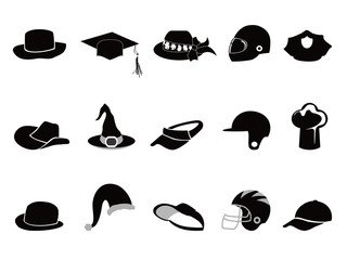 collection of various black hat Silhouettes