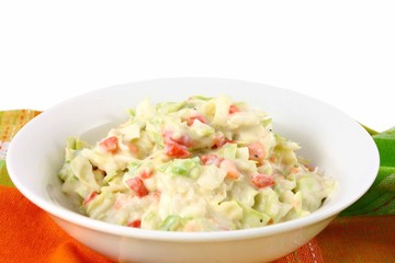 Summer Coleslaw Salad In A White Bowl