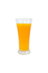 Orange juice in a glass,isolated on white background.