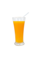 Orange juice in a glass,isolated on white background.