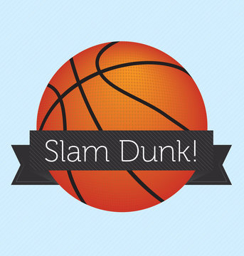 Vector Basketball with Slam Dunk Banner