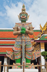 Fototapeta premium Giant sculpture in Phra Kaew Temple, Bangkok Thailand, Public ar