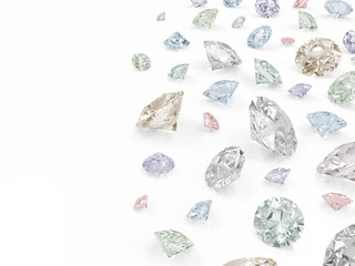 Colorful Diamonds isolated on white background