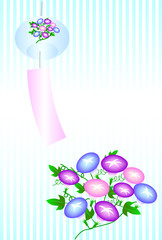 暑中見舞い　アサガオ　風鈴　はがき