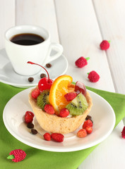 sweet cake with fruits