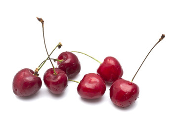 Fresh sweet cherries isolated on white	