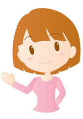 女性　案内　イラスト　素材　ベクター