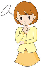 カジュアル　私服　女性　悩む　イラスト　素材　ベクター