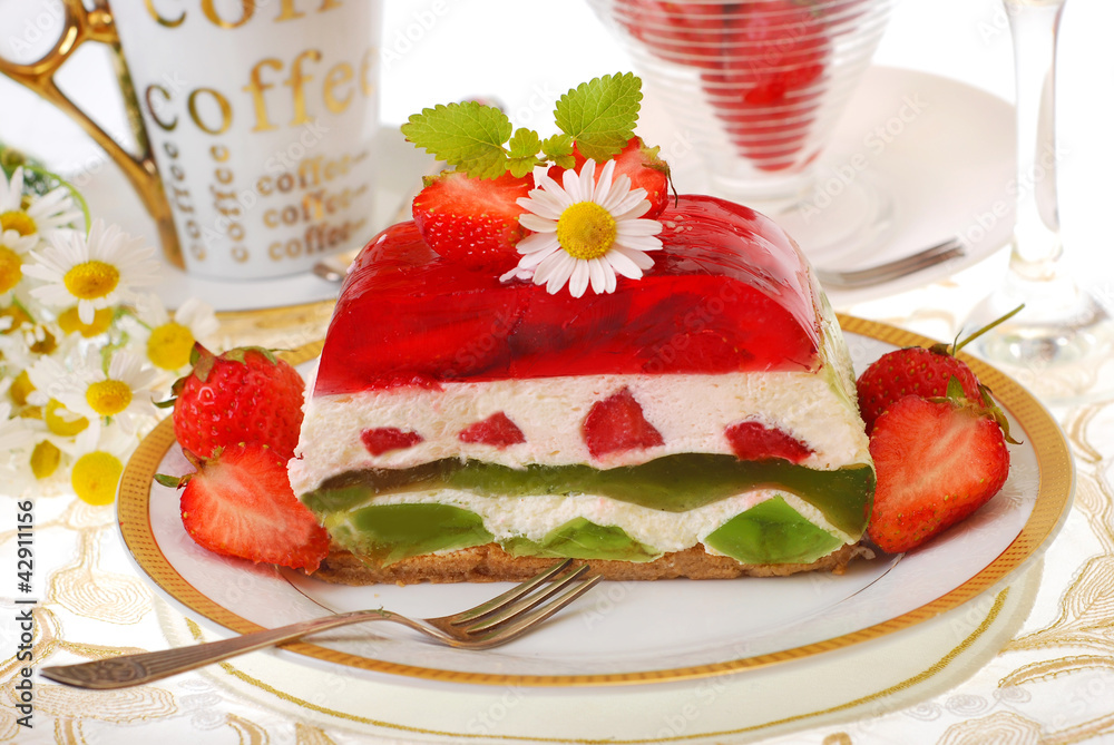 Canvas Prints strawberry and kiwi jelly cake