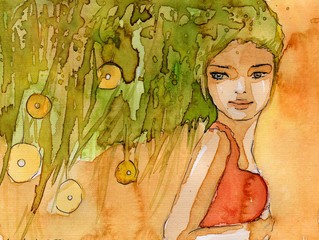 abstrakcyjny portret młodej dziewczyny © bruniewska