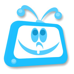 Playful smiling childlike retro TV with antenna