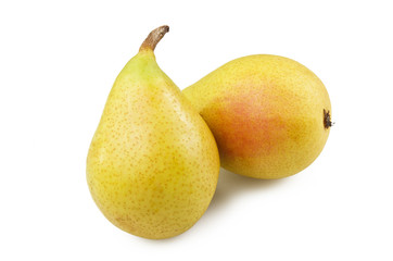 fresh pears close up on white background