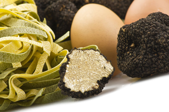 freshly harvested truffles  and sliced close up