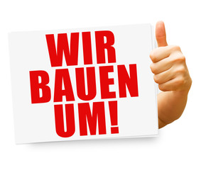 Wir bauen um! Button, Icon