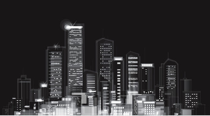 Fototapeta na wymiar Wektor noc panoramę miasta