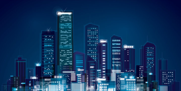 Vector of night city skyline