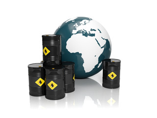 3d illustration: Oil production in large quantities: Barrels of