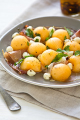 Cantaloupe,Mozzarella and Prosciutto Antipasti