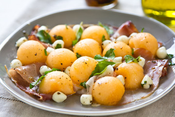 Cantaloupe,Mozzarella and Prosciutto Antipasti