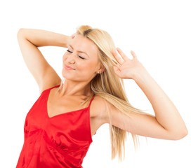 Fototapeta premium Woman in red pajamas