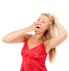 Fototapeta premium Woman in red pajamas