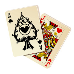 Black Jack. Two cards on white background