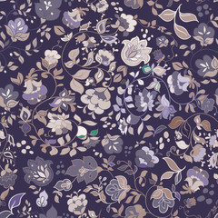 Vector retro floral seamless pattern