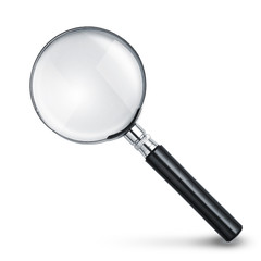 Magnifying glass isolated on white with soft shadow